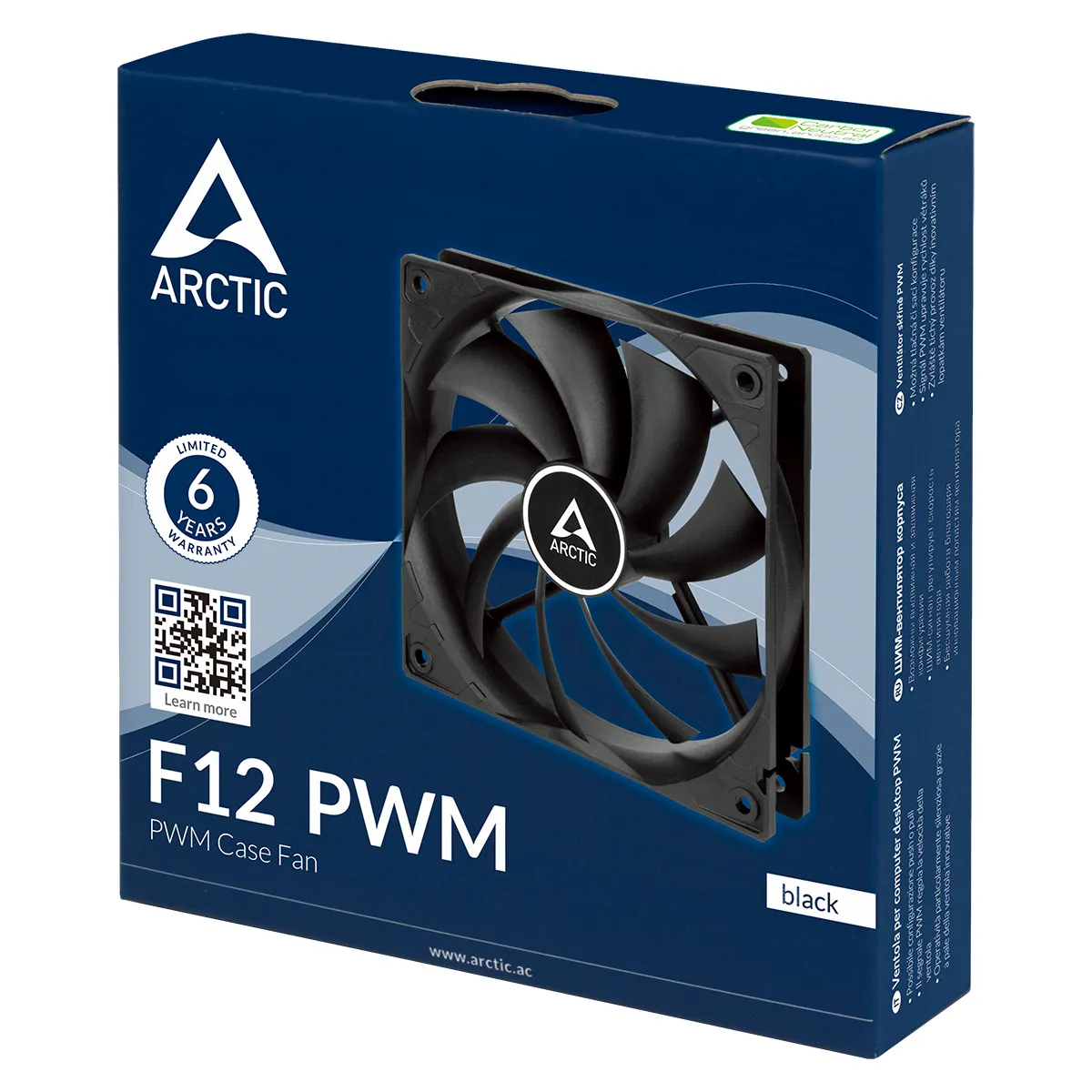 ARCTIC Freezer F12 PWM 120 mm Case Fan, Black, 5-pack