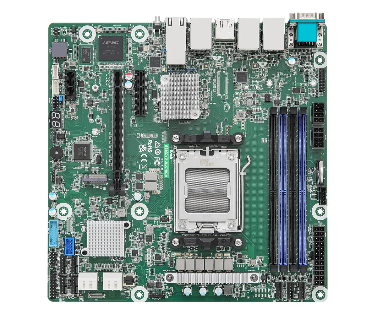 ASRock Rack B650D4U-2L2T/BCM Dual 10GbE AM5 mATX moderkort ASRock Rack B650D4U-2L2T/BCM Dual 10GbE AM5 mATX moderkort