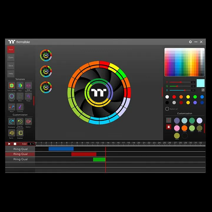 Thermaltake Riing Quad 14 RGB, PWM, 140mm - chassi fl&auml;kt, vit, 3st