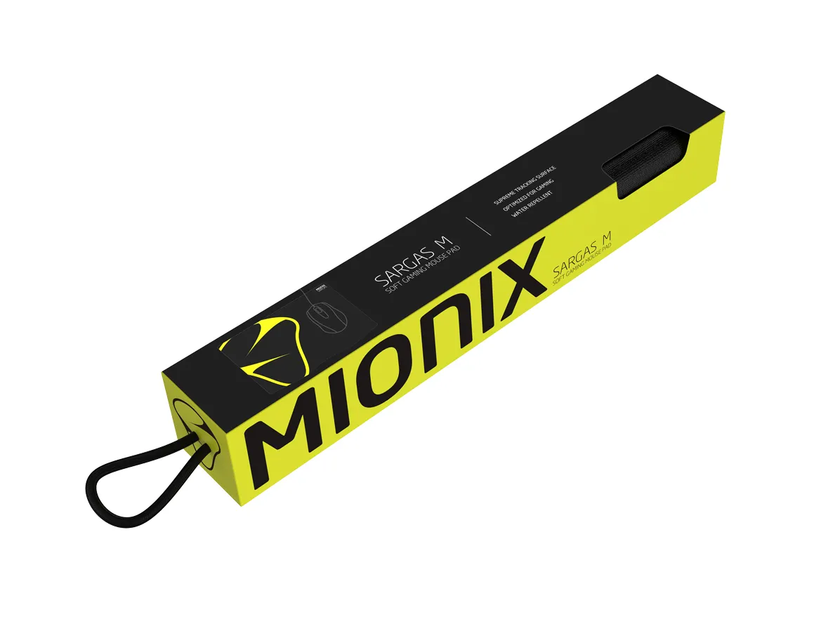 Mionix Sargas Microfiber M - gamingmusmatta, 370x260 mm, Svart/Gul