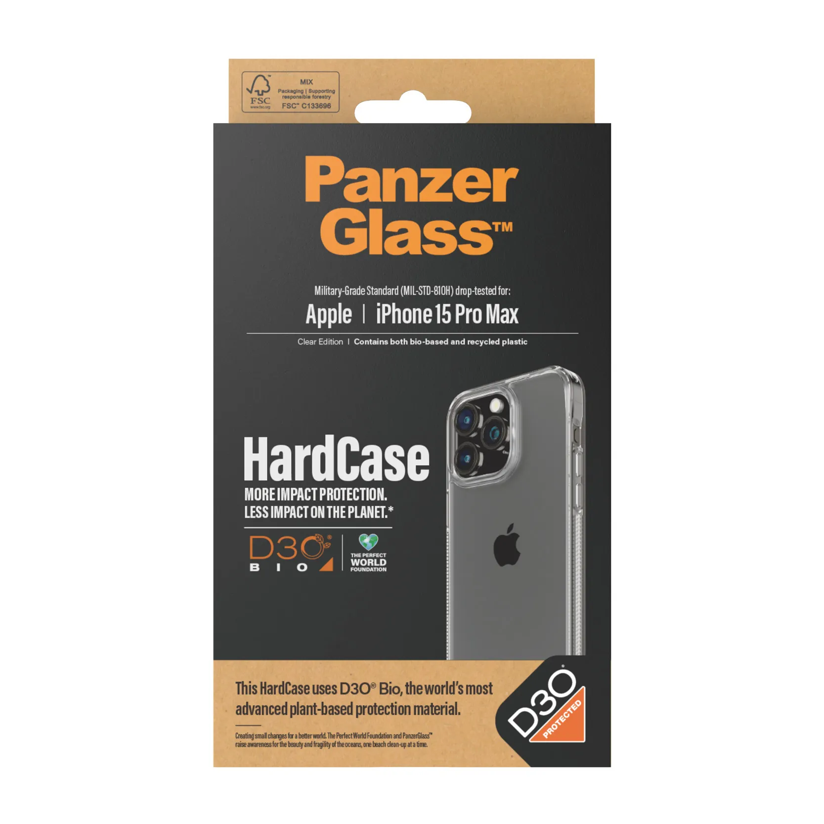 PanzerGlass iPhone 15 Pro Max HardCase skal, Transparent