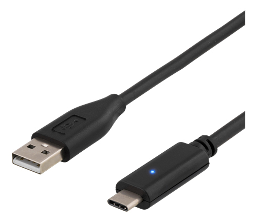 Deltaco PD USB-A &ndash; USB-C 2.0 - cable, 2 m, Black