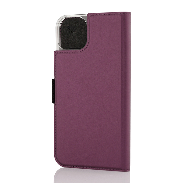 Wave Book Case smoky sangria suojakotelo Apple iPhone 15 Plus puhelimelle. MagSafe-yhteensopiva. Magneettisulkuinen kansi, korttipaikat RFID suojauksella ja l&auml;p