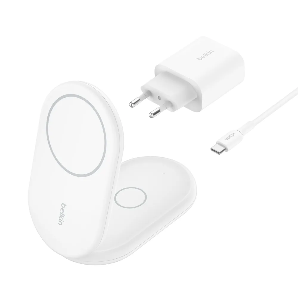 Belkin BoostCharge 15W Qi2 Magnetic 2in1 - wireless charger, white