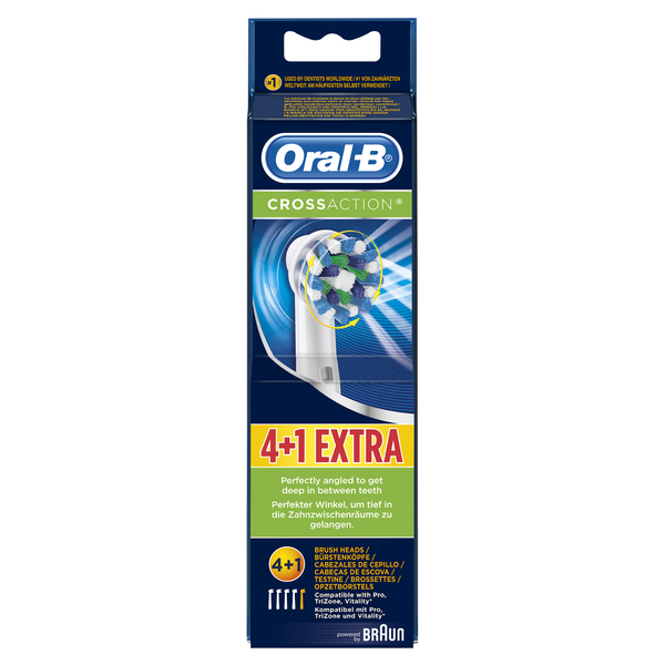 BRAUN VAIHTOHARJA ORAL-B 4+1 CrossAction 4+1ct, paketissa 5 vaihtoharjaa. UUTUUS!!!