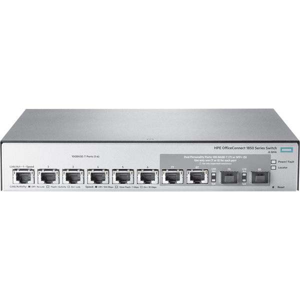 HPE OfficeConnect 1850 6XGT and 2XGT/SPF+ - Kytkin - Hallinnoitu - 6 x 1 Gigabit / 10 Gigabit Ethernet + 2 x 10 Gigabit Ethernet / 10 Gigabit Ethernet SFP+ - ty