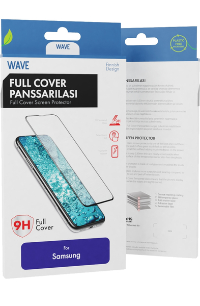 Wave Full Cover, Galaxy A51 -lasikalvo, L&auml;pin&auml;kyv&auml;/Musta