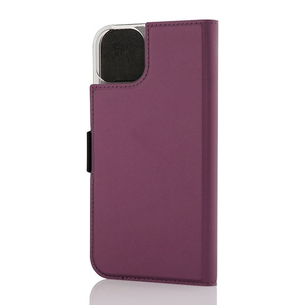 Wave Book Case smoky sangria suojakotelo Apple iPhone 15 Plus puhelimelle. MagSafe-yhteensopiva. Magneettisulkuinen kansi, korttipaikat RFID suojauksella ja l&auml;p