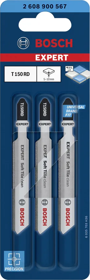 Bosch EXPERT Jigsaw Blades T150RD 3pcs Soft Tile clean