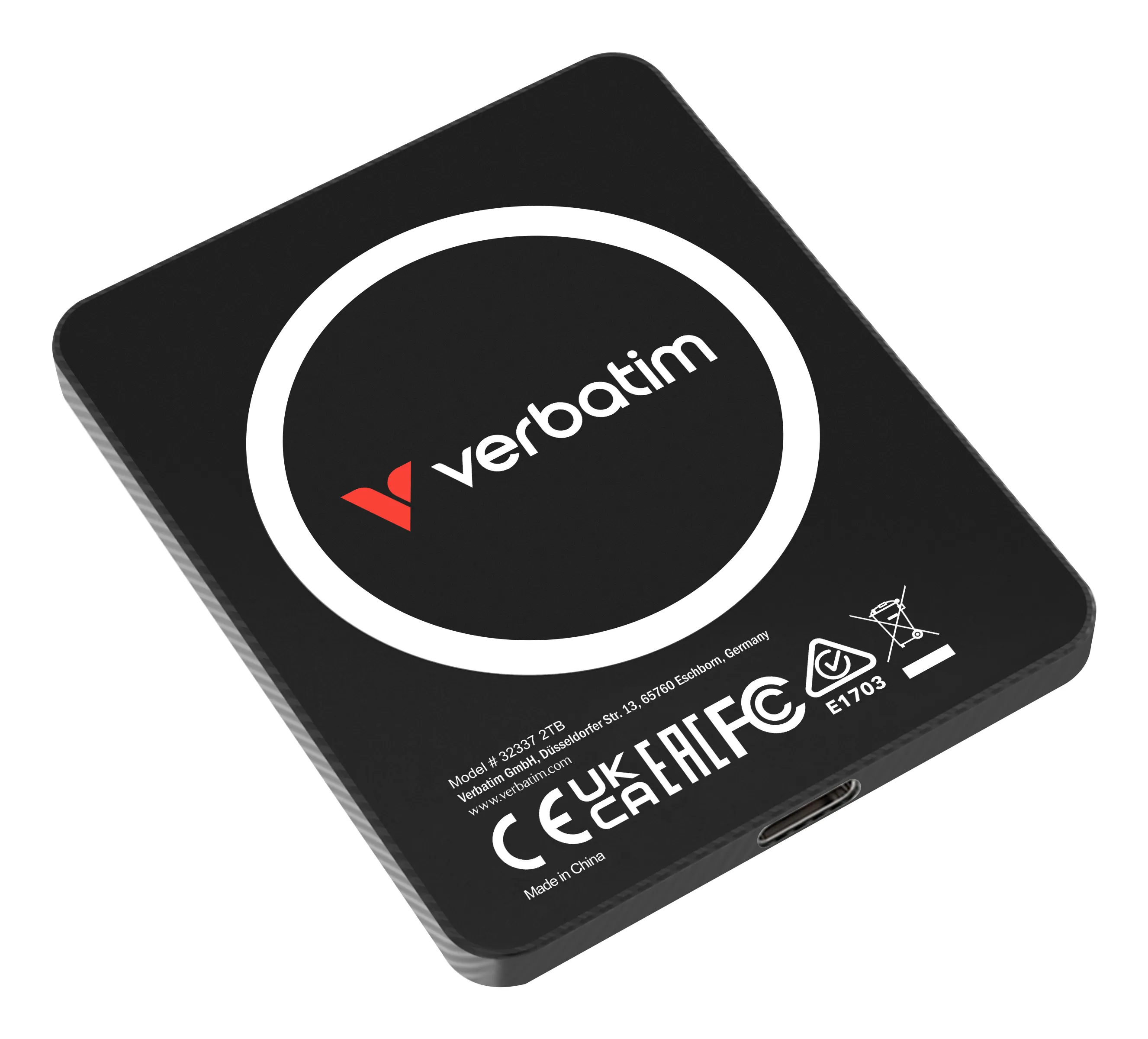 Verbatim SnapBack Ultra Slim 2 TB extern SSD med USB 3.2 Gen 2x2 (USB-C), svart