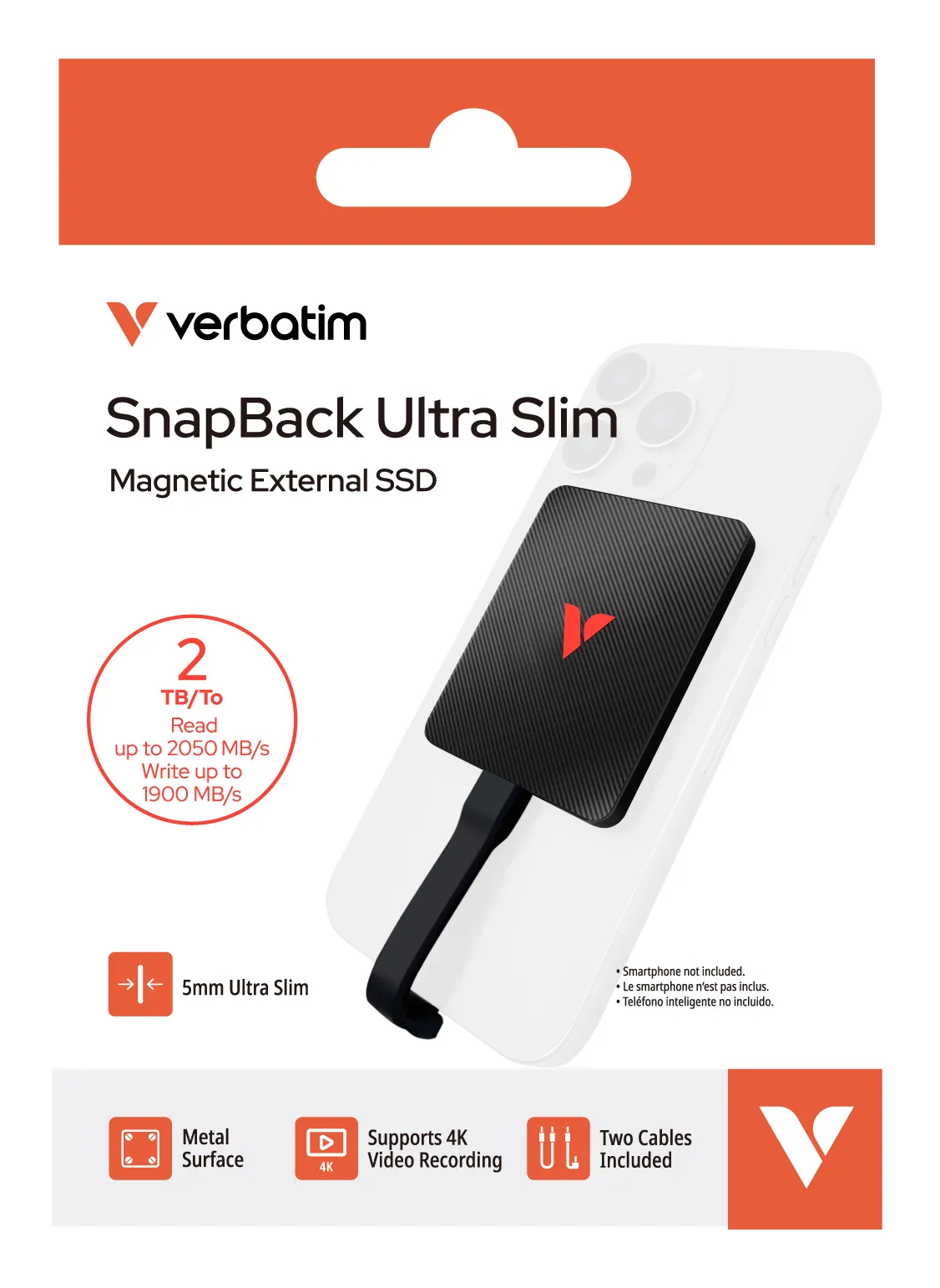 Verbatim SnapBack Ultra Slim 2 TB extern SSD med USB 3.2 Gen 2x2 (USB-C), svart