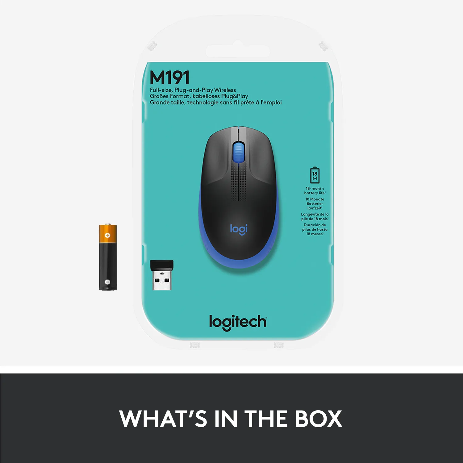 Logitech M190 - wireless mouse, blue