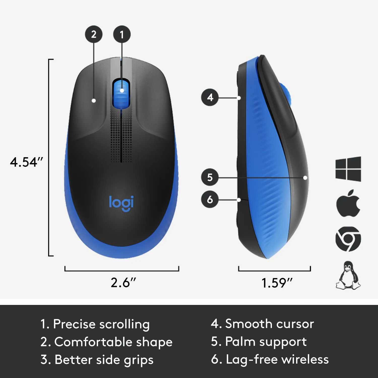 Logitech M190 - wireless mouse, blue