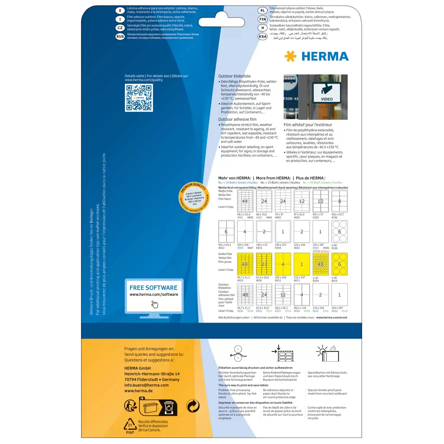 Herma label film extra strong 45,7x21,2 (480)