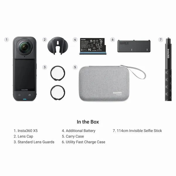 Insta360 X5 - 360 actionkamera, Essentials Bundle