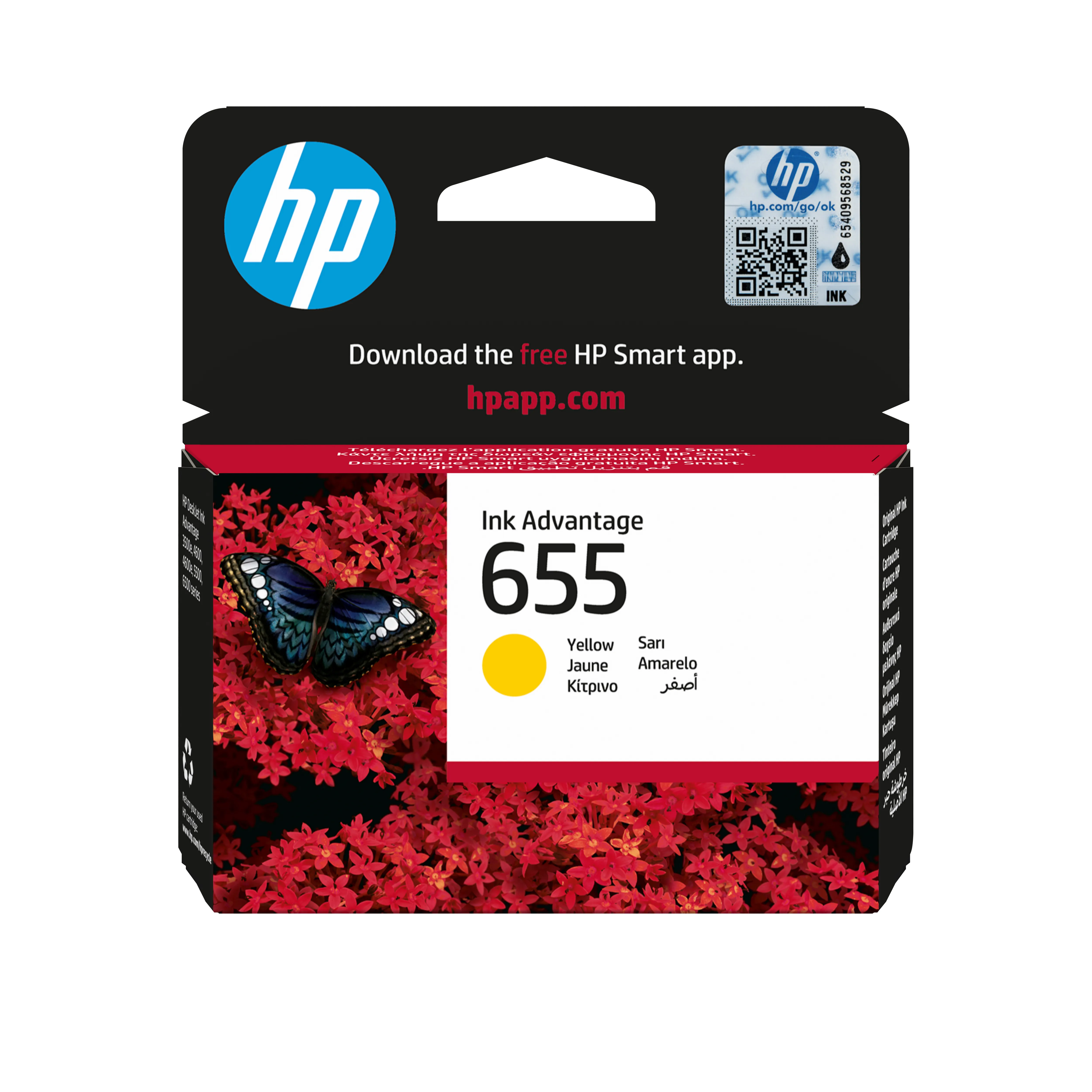 HP 655 -mustekasetti, 15 ml, keltainen