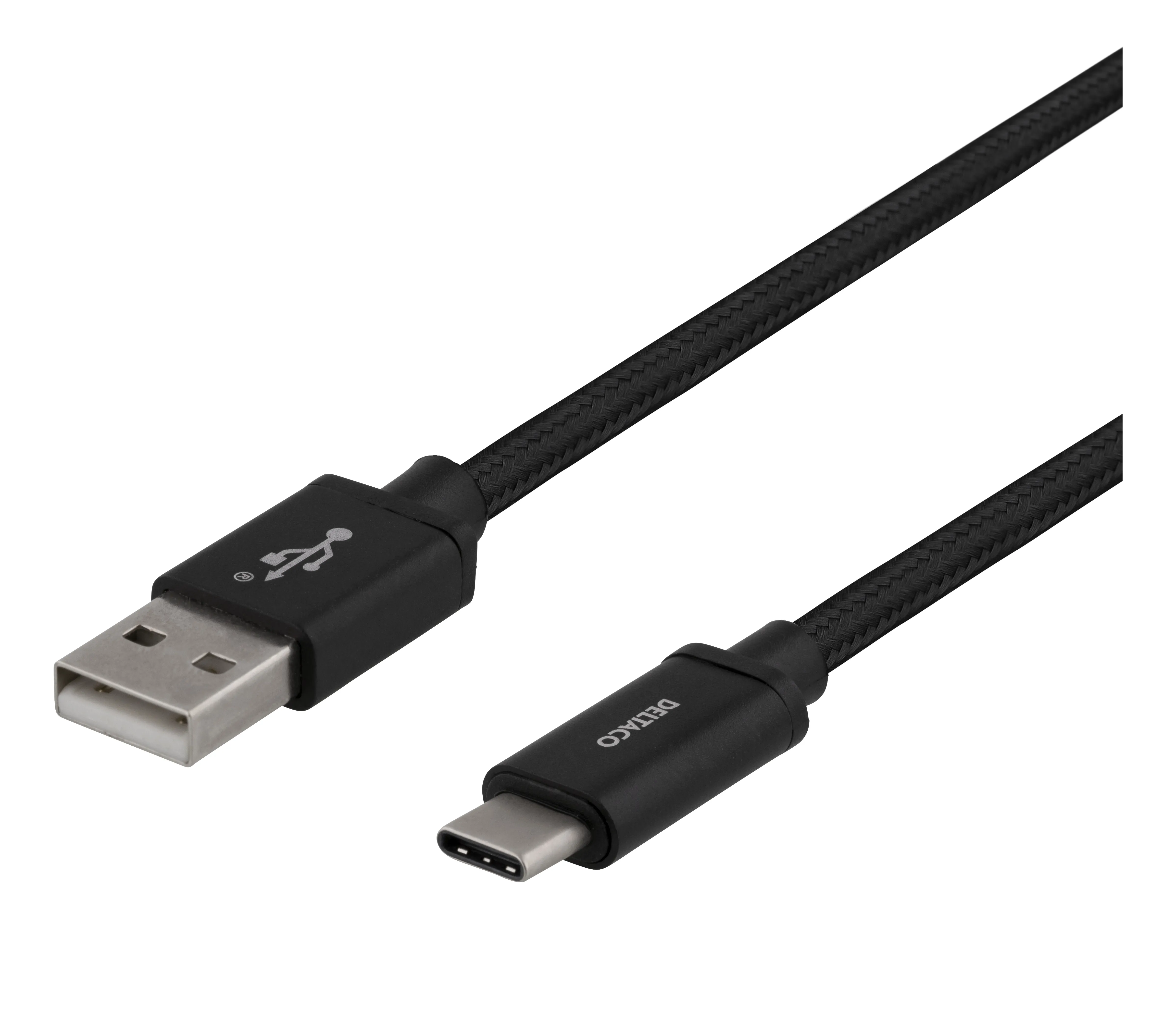Deltaco Mobility USB-A – USB-C 2.0 - cable, 2 m, Black