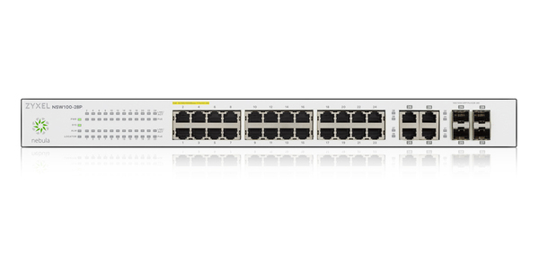 ZYXEL NSW100-28P, NEBULA CLOUD MANAGED 24 PORT 375W POE+ SWITCH, 24X 1G + 4X 1G  UPLINK  INC. 1 YEAR PROFESSIONAL PACK