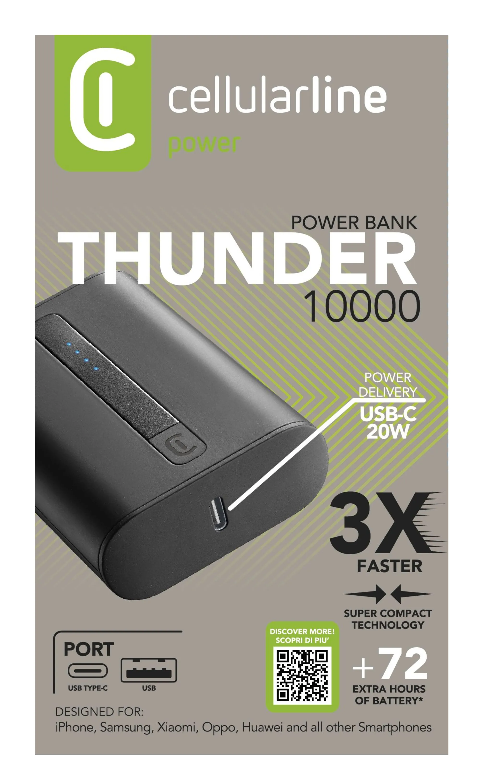 CELLULARLINE Power Bank THUNDER 10000