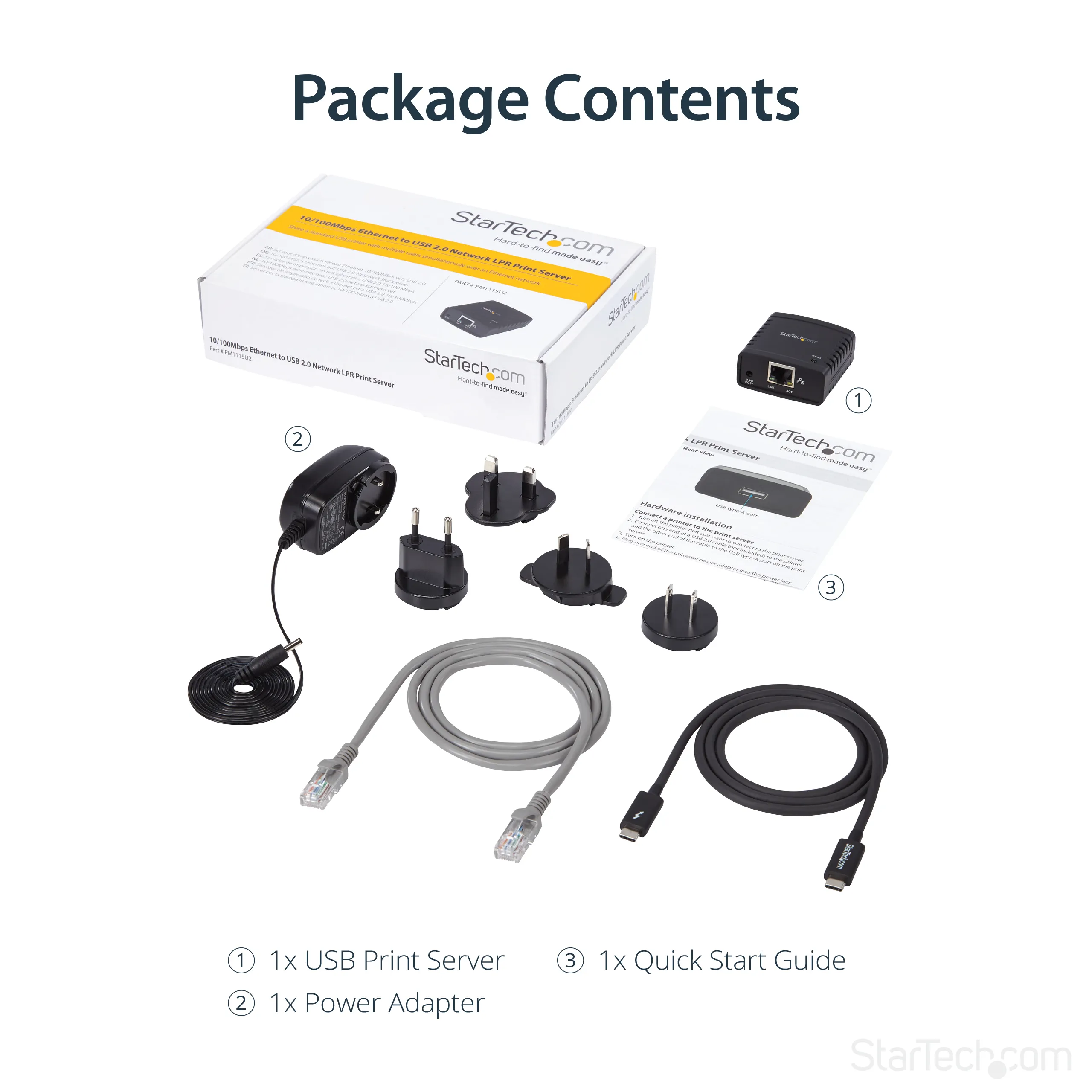StarTech PM1115U2 - Tulostinpalvelin, Musta