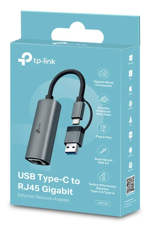 TP-LINK UE310C - USB Ethernet Adapter, Grey