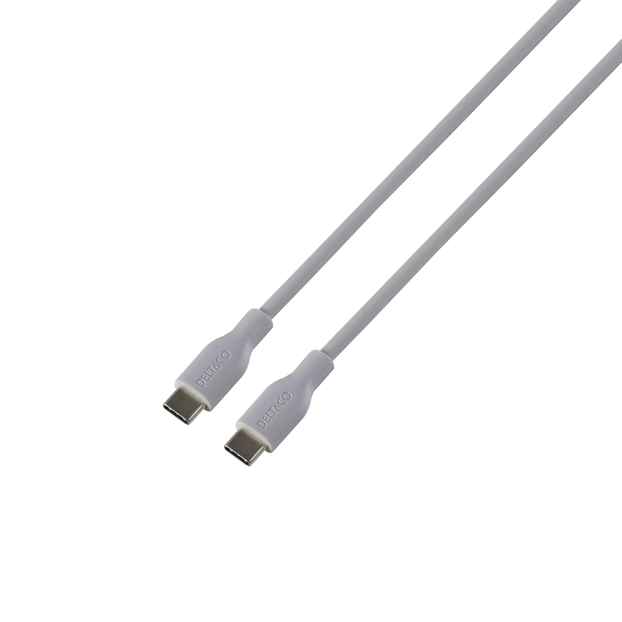 Deltaco USB-C - USB-C 2.0 SPR Silicone - cable, Grey, 1.5m Deltaco USB-C - USB-C 2.0 SPR Silicone - cable, Grey, 1.5m