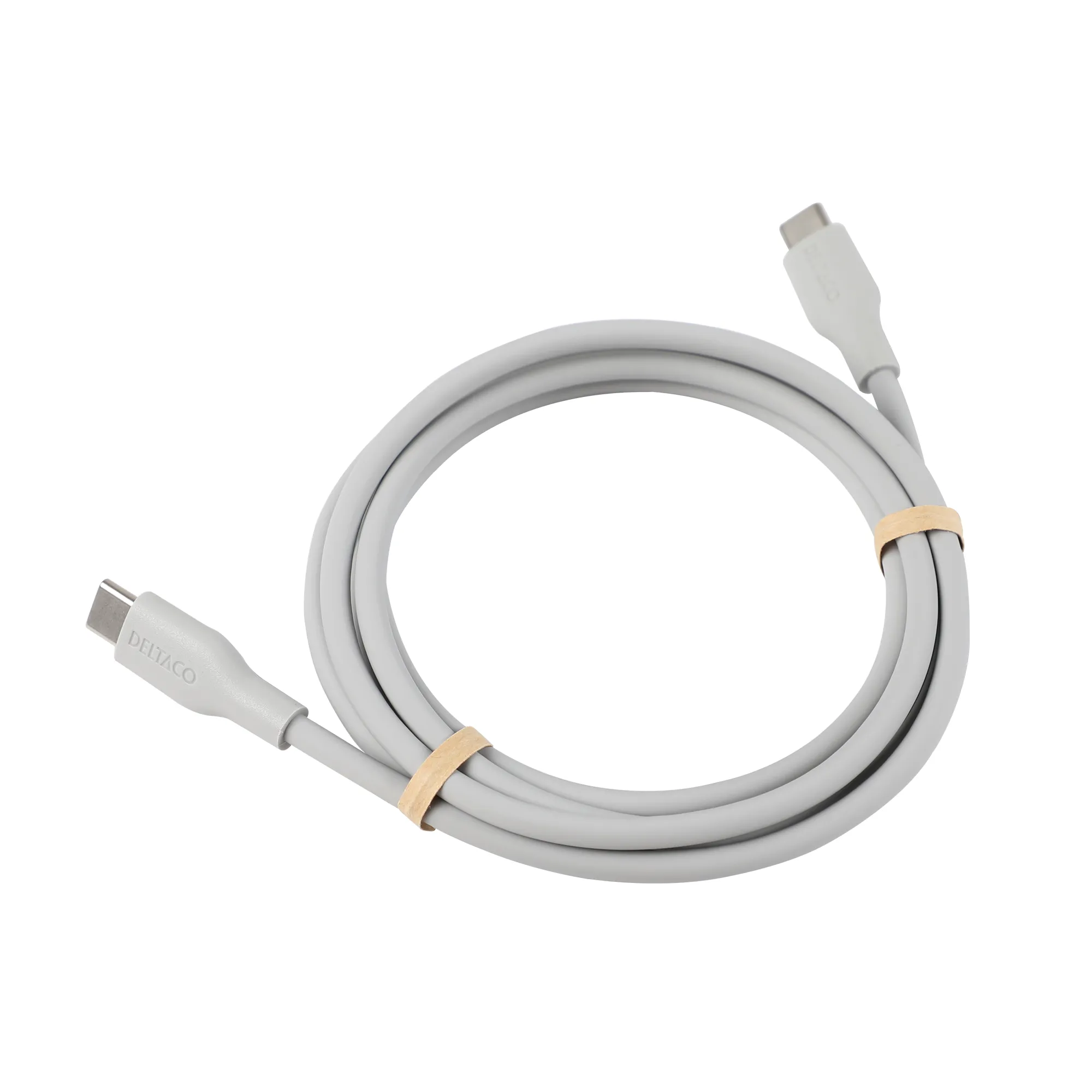 Deltaco USB-C - USB-C 2.0 SPR Silicone - cable, Grey, 1.5m Deltaco USB-C - USB-C 2.0 SPR Silicone - cable, Grey, 1.5m