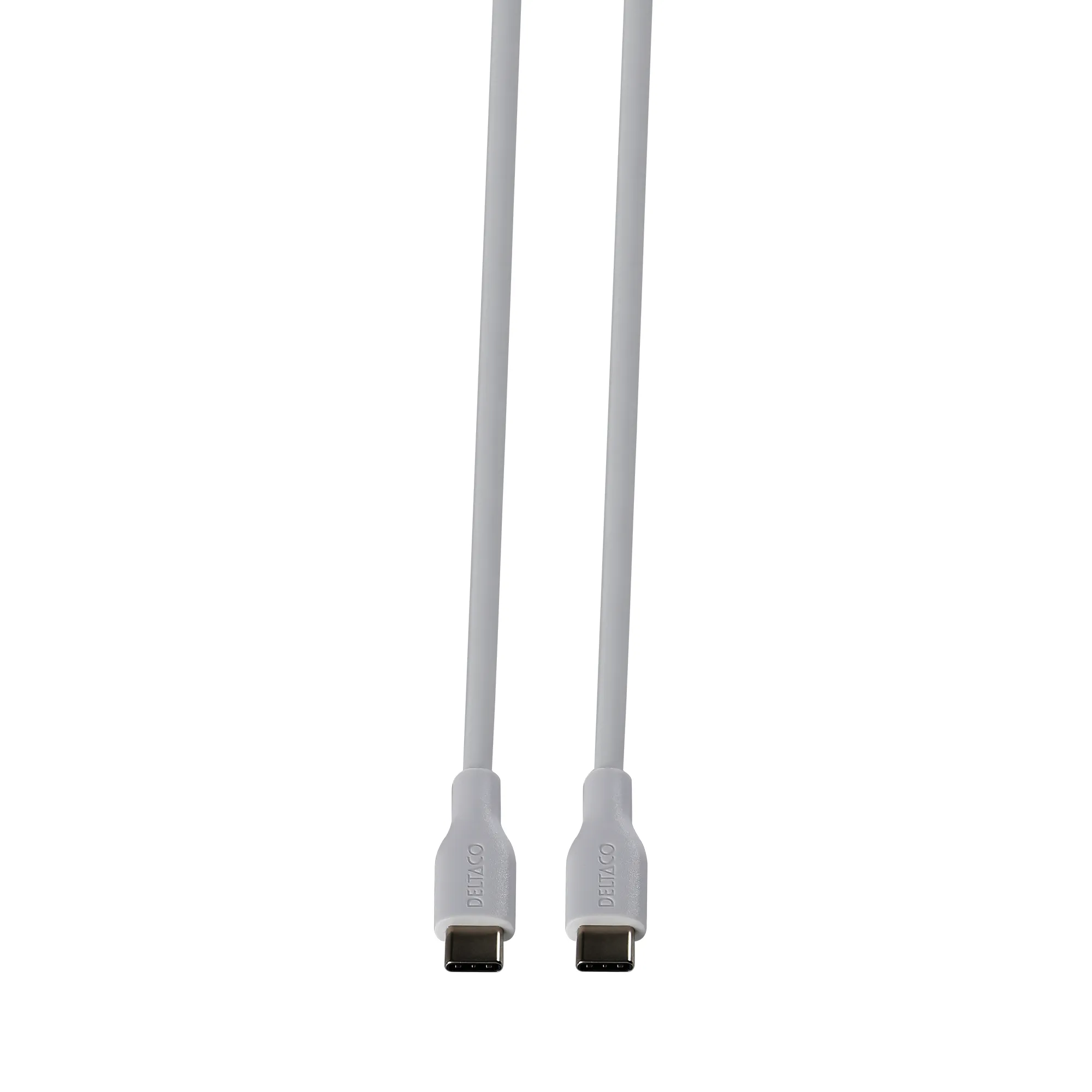 Deltaco USB-C - USB-C 2.0 SPR Silicone - cable, Grey, 1.5m Deltaco USB-C - USB-C 2.0 SPR Silicone - cable, Grey, 1.5m