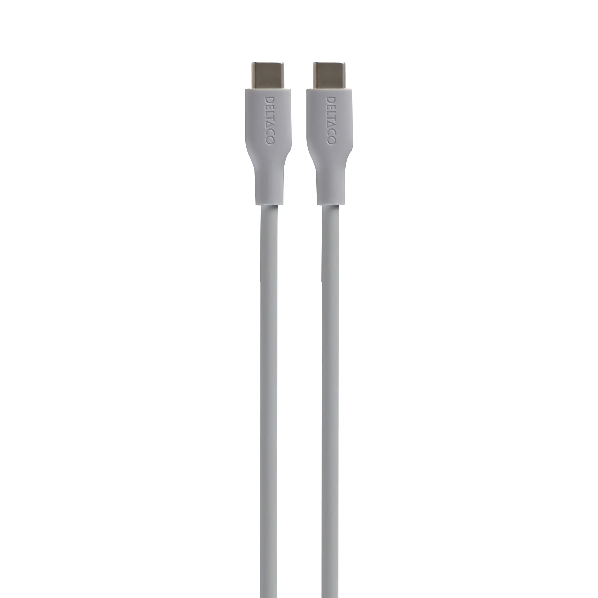 Deltaco USB-C - USB-C 2.0 SPR Silicone - cable, Grey, 1.5m Deltaco USB-C - USB-C 2.0 SPR Silicone - cable, Grey, 1.5m