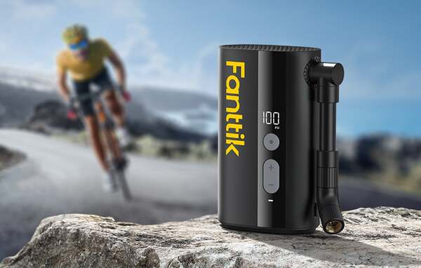 FANTTIK X9Ace Portable Electric Bicycle Pump, Black and Yellow