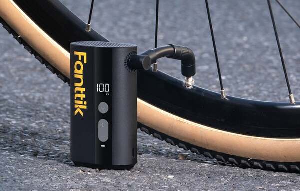 FANTTIK X9Ace Portable Electric Bicycle Pump, Black and Yellow