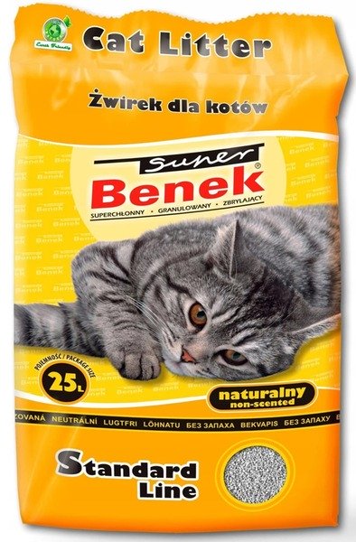 Super Benek Compact Natural Active bentoniitti -paakkuuntuva kissanhiekka, p&ouml;lyt&ouml;n, 25 l