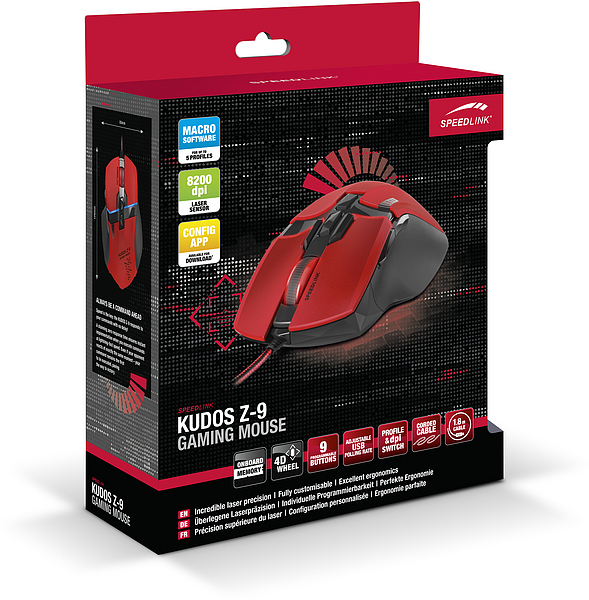 Speed Link Kudos Z-9 - Gaming mouse, red