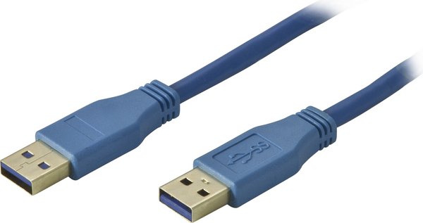 DELTACO USB 3.0 kaapeli Tyyppi A uros - Tyyppi A uros, 0,5m, sininen