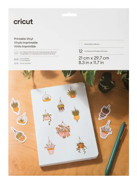 Cricut Joy Xtra Tulostettava Vinyyli A4, Valkoinen, 12-pack