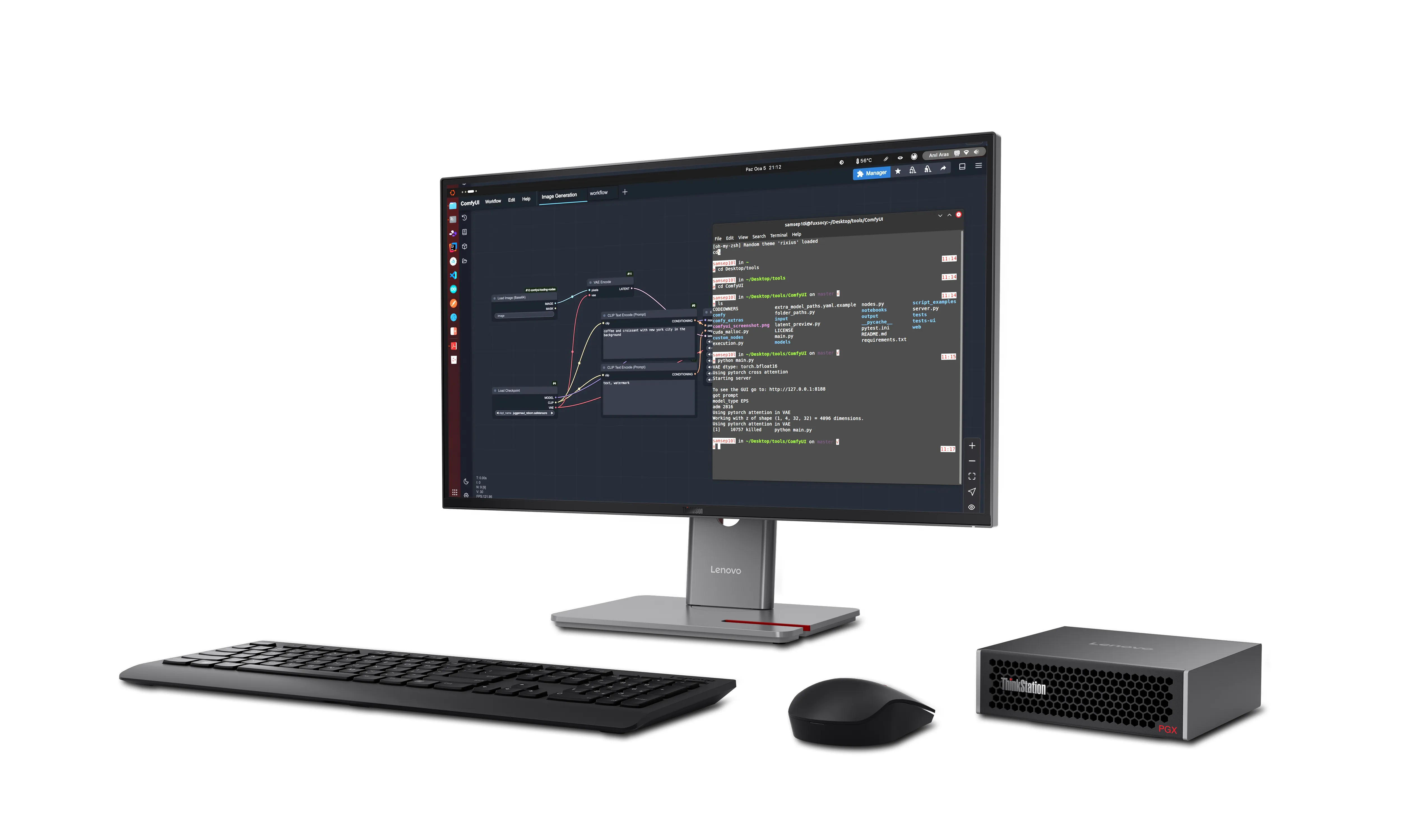 Lenovo ThinkStation PGX NVIDIA GB10 Grace Blackwell Superchip, 128GB, 2TB, NVIDIA Blackwell Architecture, NVIDIA DGX OS Workstation, Mini-tower, Black