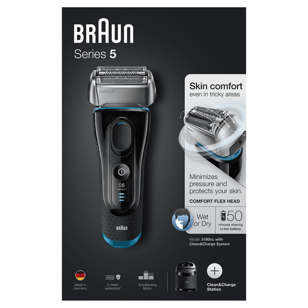 BRAUN PARRANAJOKONE 5190CC W&amp;D SERIES-5. Auto-Sensing moottori. Huoltokeskus. Lataa, puhdistaa ja desinfioi. Yksik&ouml;ss&auml; automaattiohjelma. FlexMotionTec on suunn