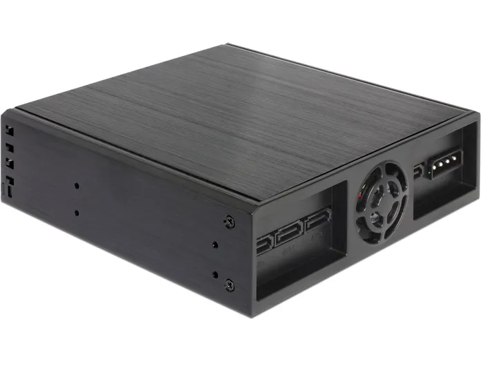 DE-LOCK 47220 Internal Drive Bay Adapter, 5.25-Inch Bay for Four 2.5-Inch SATA Drives, 6 Gbit/s, Hot-Swap