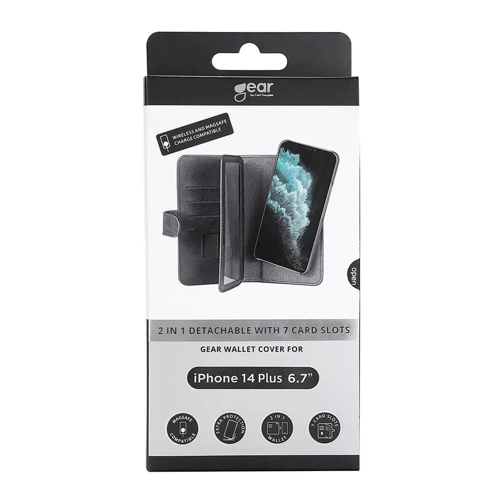 GEAR Wallet 7 Cards MagSeries, iPhone 14 Plus - 2-in-1 Wallet Case, Black
