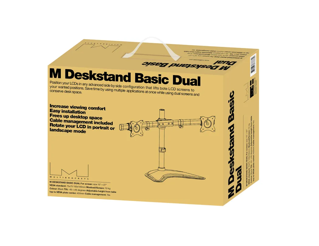 Multibrackets M Deskstand Basic Dual, -monitor arm, black, 15&quot;-27&quot;, 10kg