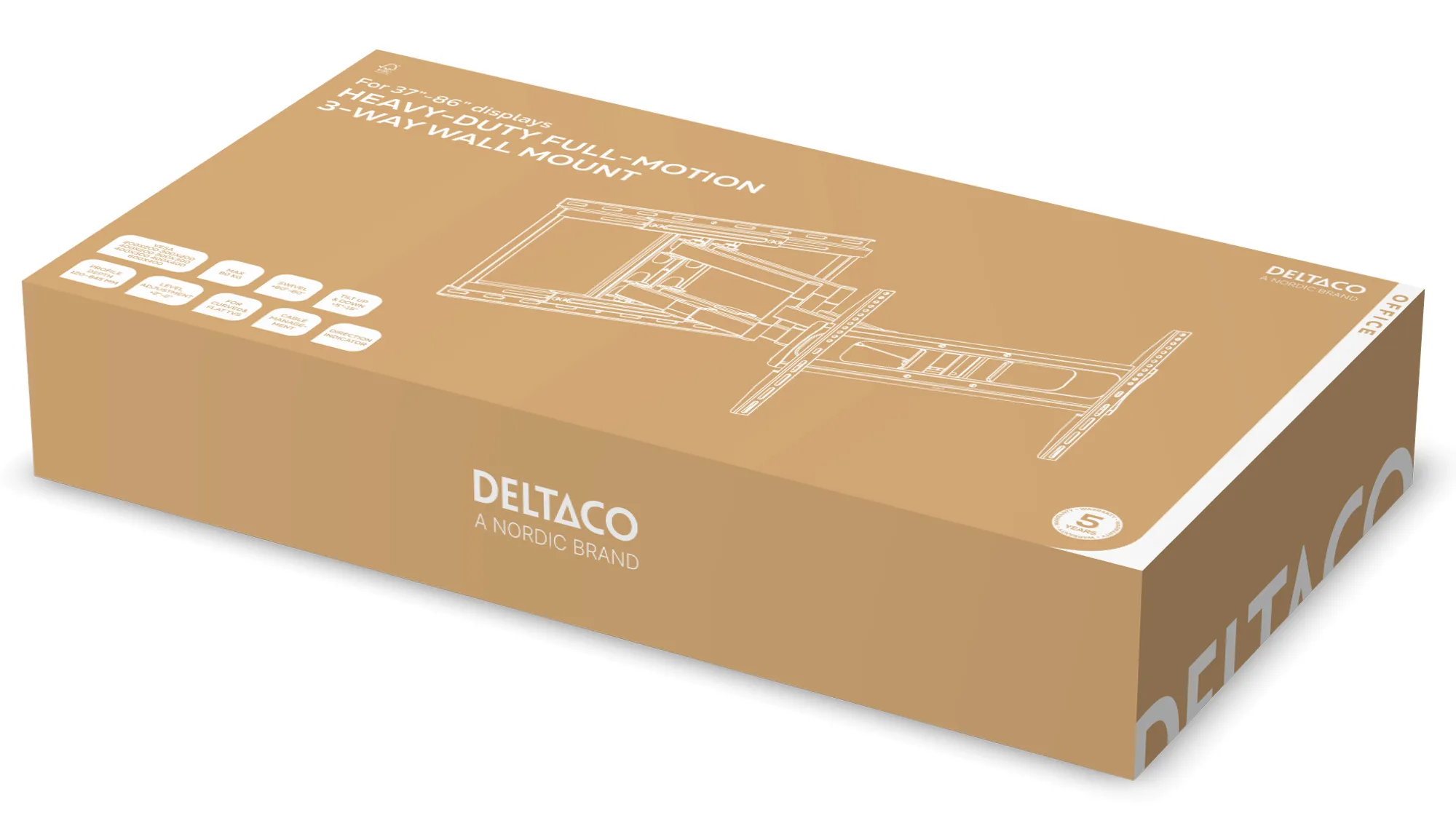 DELTACO OFFICE ARM-0260-B TV-v&auml;ggf&auml;ste, 37-86", 80 kg, Svart