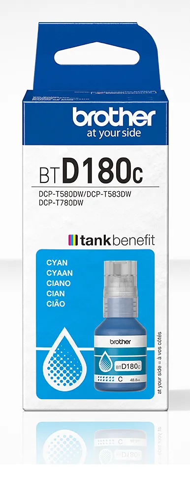Brother BTD180C ink bottle, 110 ml, Cyan