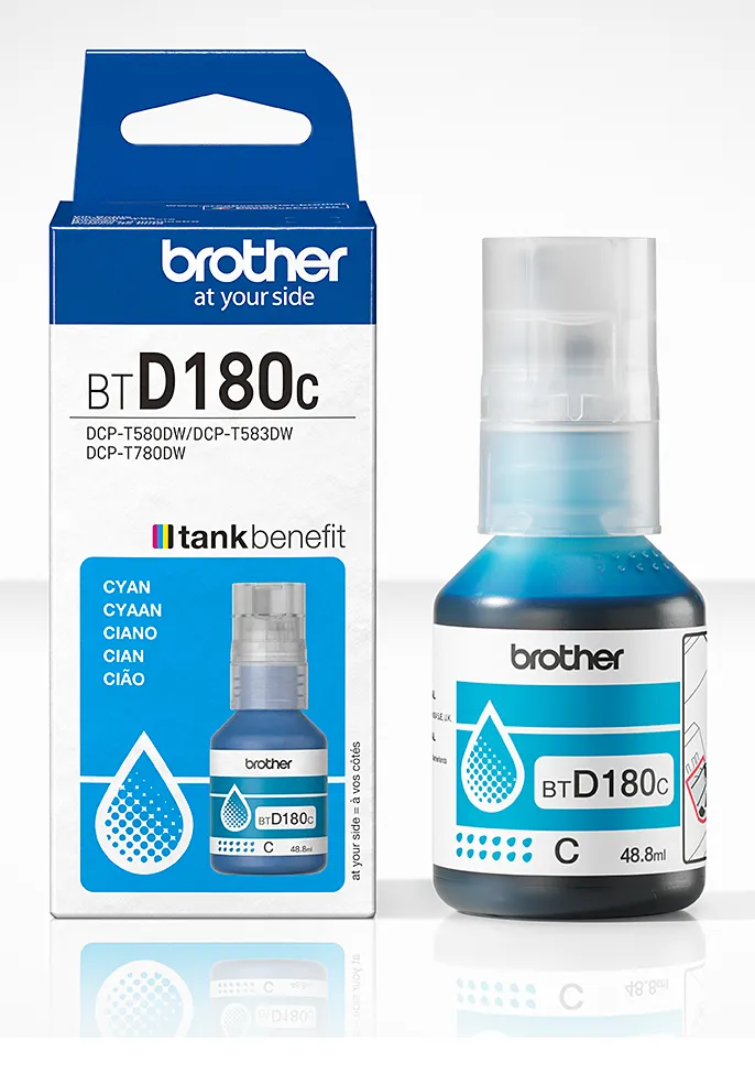 Brother BTD180C ink bottle, 110 ml, Cyan