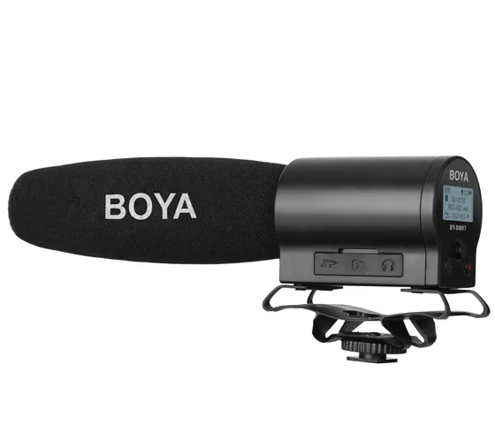 Boya BY-DMR7 Condenser Microphone with Integrated Flash Recorder, Black