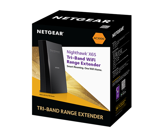 NETGEAR Nighthawk X6S Tri-Band - Wi-Fi-alueen laajennin - GigE - Wi-Fi - 2.4 GHz (1 band) / 5 GHz (2 bands)