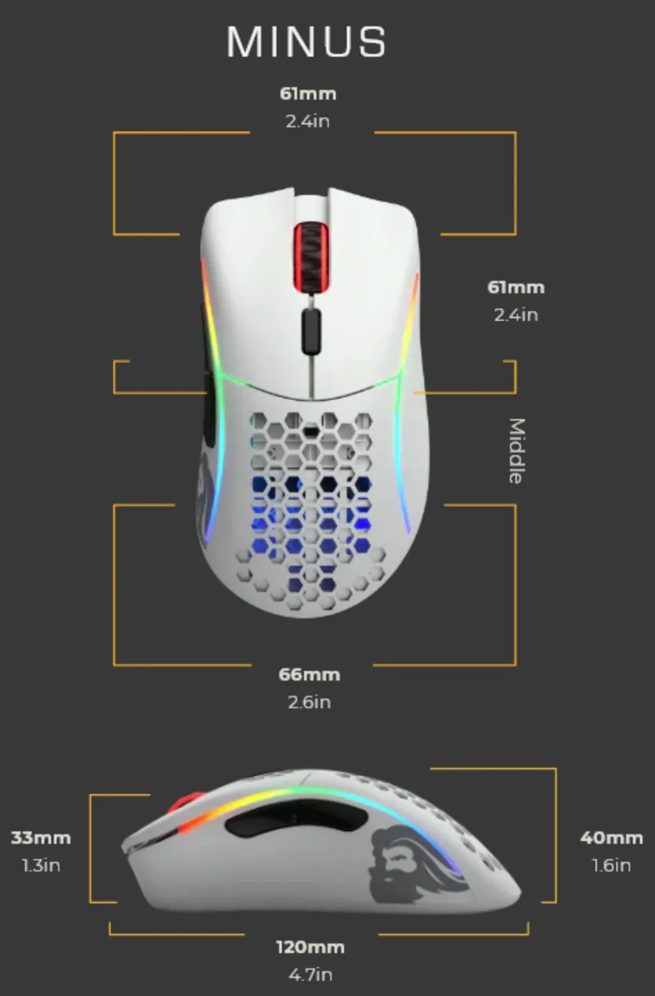 Glorious Model D Minus Wired Gaming Mouse, White