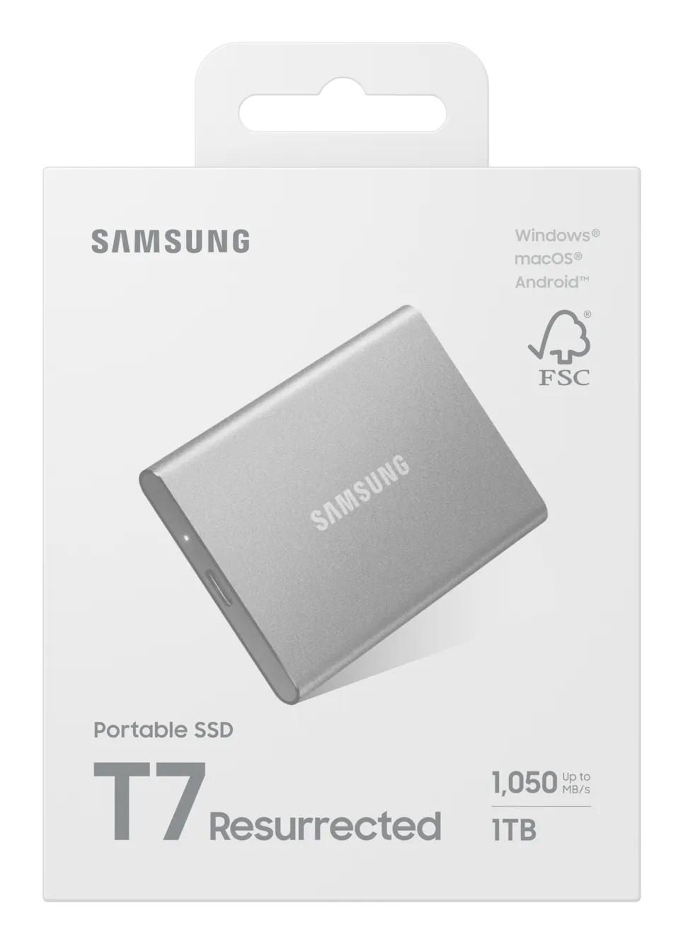 Samsung 1TB External SSD with USB 3.2 Gen 2 (USB-C), Portable, Shock Resistant, Hardware Encryption, Password Protection, Silver