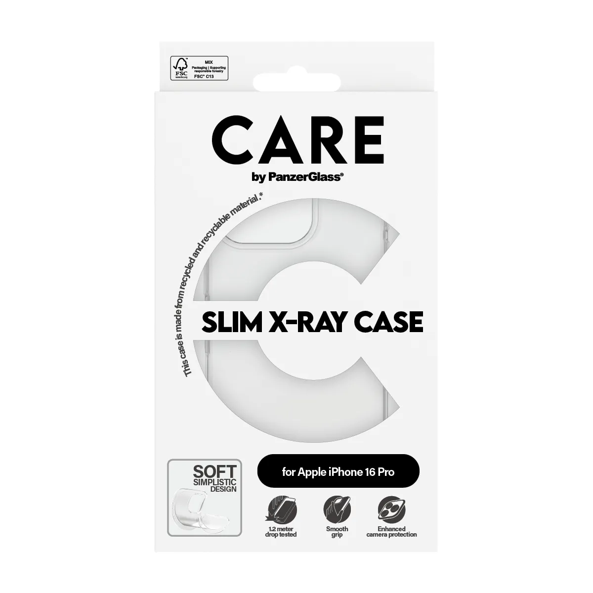 Care by PanzerGlass iPhone 16 Pro Slim X-Ray Case, Transparent