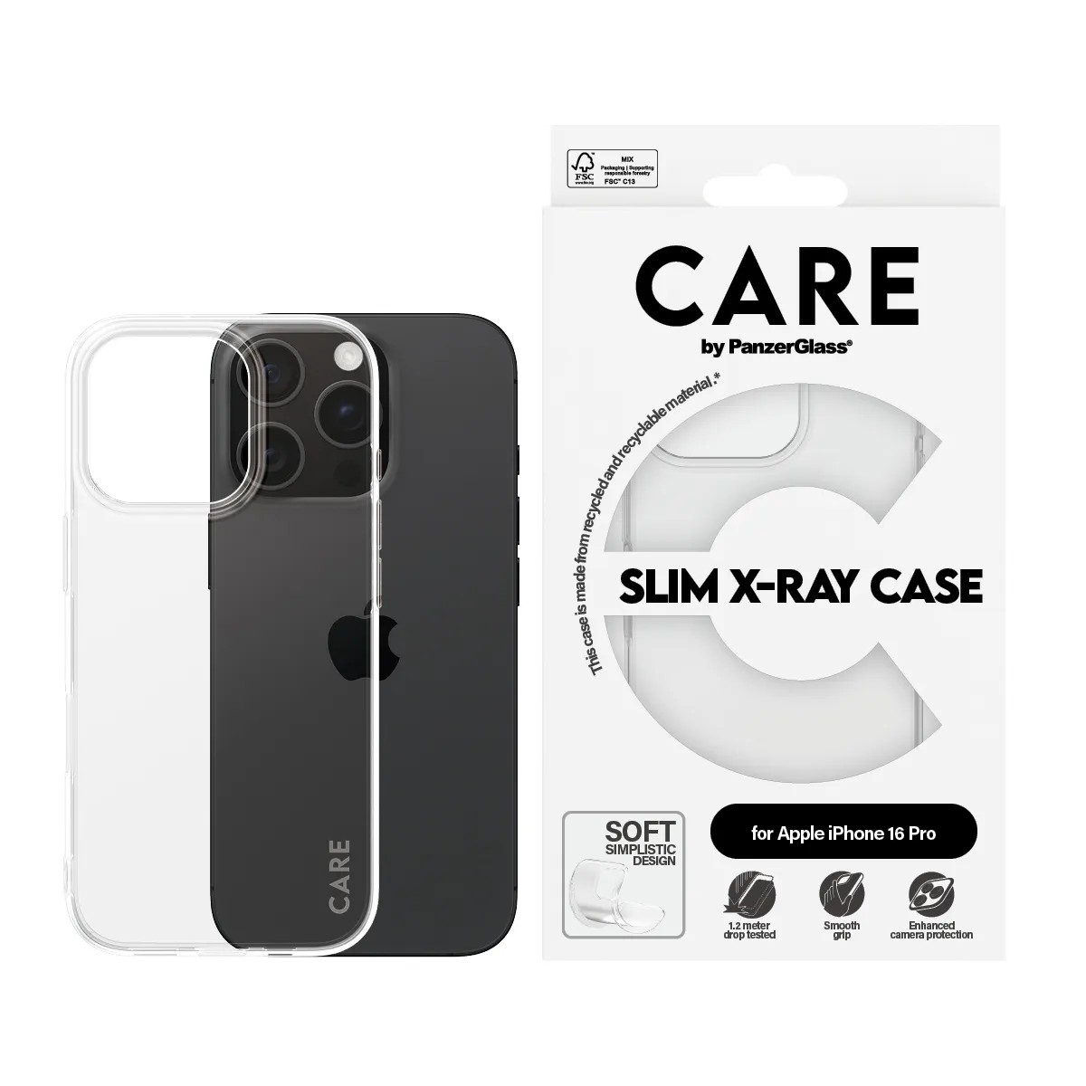Care by PanzerGlass iPhone 16 Pro Slim X-Ray Case, Transparent