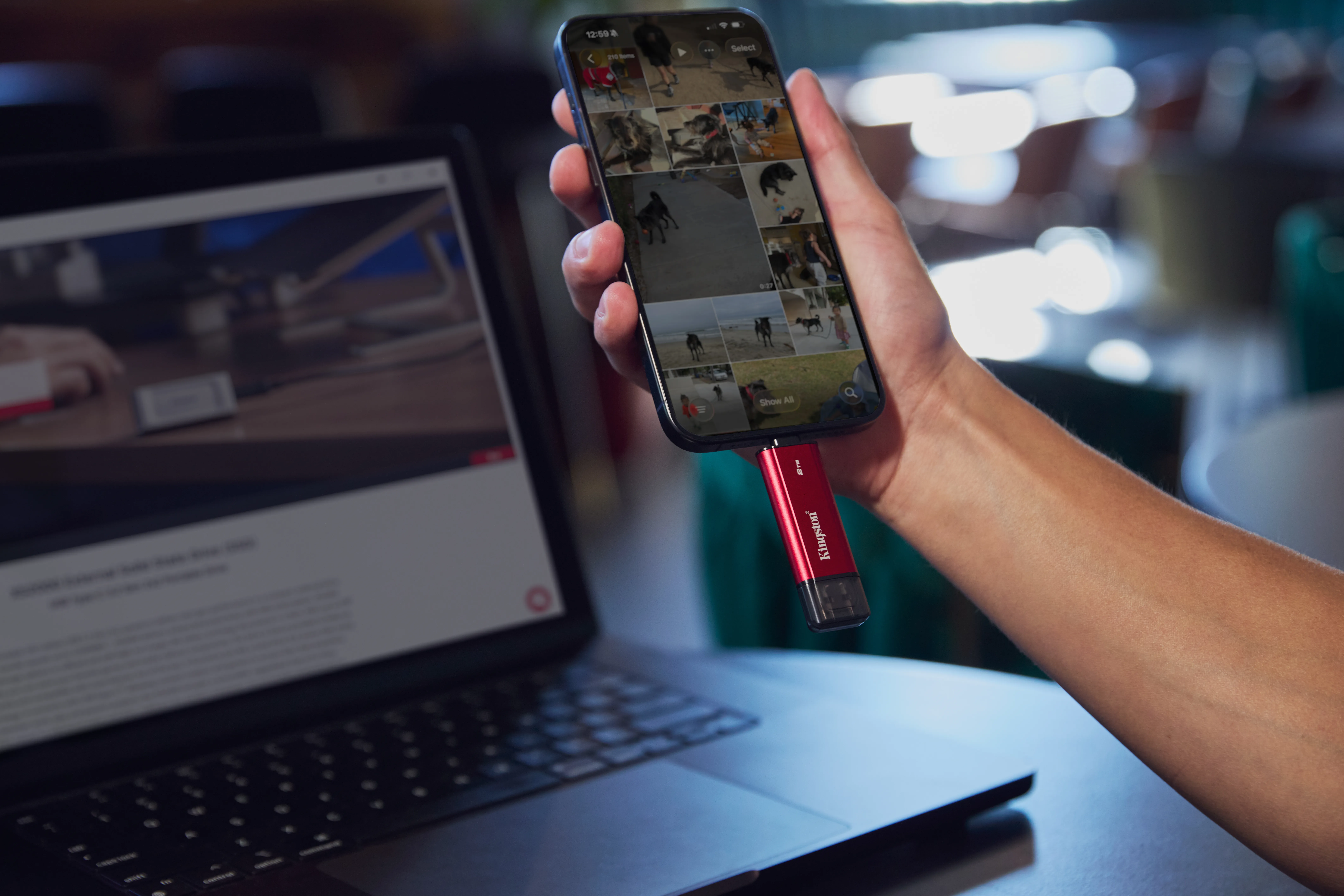 Kingston Dual Portable SSD 2 TB extern SSD med USB 3.2 Gen 2 (USB-A/USB-C), robust